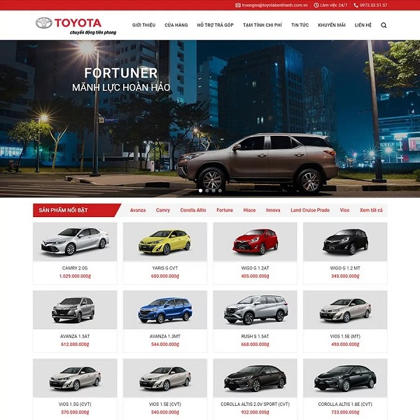 thiết kế website ô tô showroom